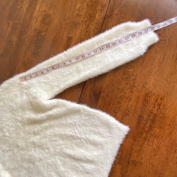 Joseph Ribkoff Fuzzy High Cutout Neck Cream Sweater Sm - Picture 8 of 10